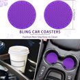 thumbnail image 3 of NOGIS 10 Pcs Leather Steering Wheel Cover for Women Cute Car Accessories Set with Seat Belt Shoulder Pads Seatbelt Covers Cup Holders Bling Start Button Ring Sticker Air Vent Clip (Purple), 3 of 7