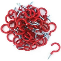 50pcs Vinyl Coated Screw-in Ceiling Hooks Cup Hooks (Red)