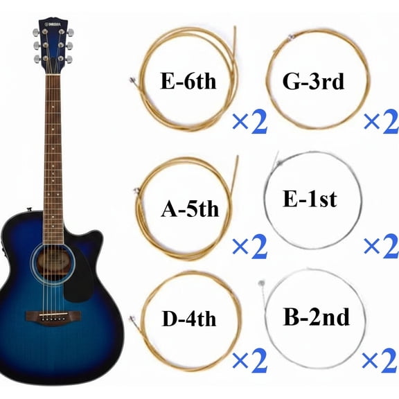 Acoustic Guitar Strings 12 Pack, Phosphor Bronze Extra Light Tension Steel String Replacement for Daily Guitar Use