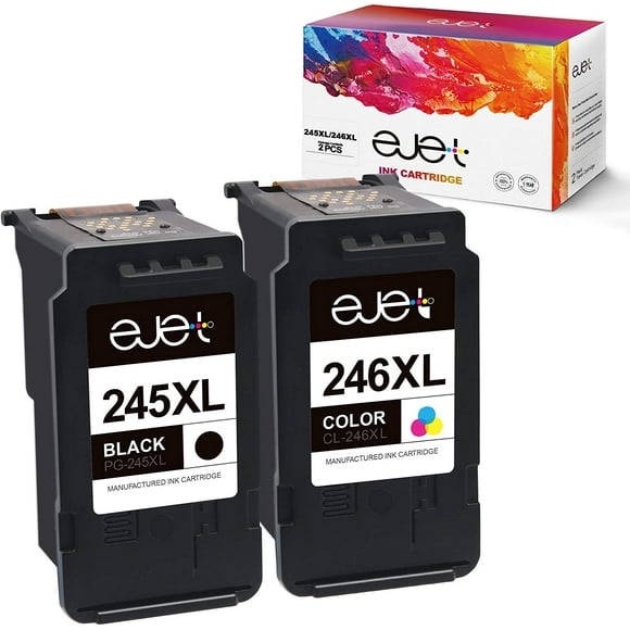 ejet Remanufactured Ink Cartridge Replacement for Canon 245XL 246XL PG-245XL CL-246XL 245 XL 246 XL to use with PIXMA