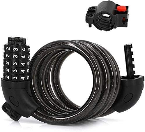 MEZOOM Bike Lock Cable, Bicycle Master Cable Lock with 5 Digit Combination Lightweight Bike Chain Lock 4-Feet