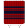 thumbnail image 3 of Navy Red Shower Curtain Blue and Red Stripes Abstract Geometric Abstraction Bandage Modern Fashion Elegant Fabric Curtain Bathroom Decor Sets with Hooks, 3 of 3