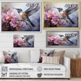 thumbnail image 4 of Designart "Fluttering Hummingbird Blooms in Grey II" Animals Framed Wall Art - Modern Farmhouse Grey Hummingbird Living Room Framed Canvas Art, 4 of 6