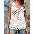 thumbnail image 4 of Women's Polka Dot Tank Tops Sleeveless Loose Fit Pleated Tunics Crewneck Summer Vacation Outfits White XXL, 4 of 6