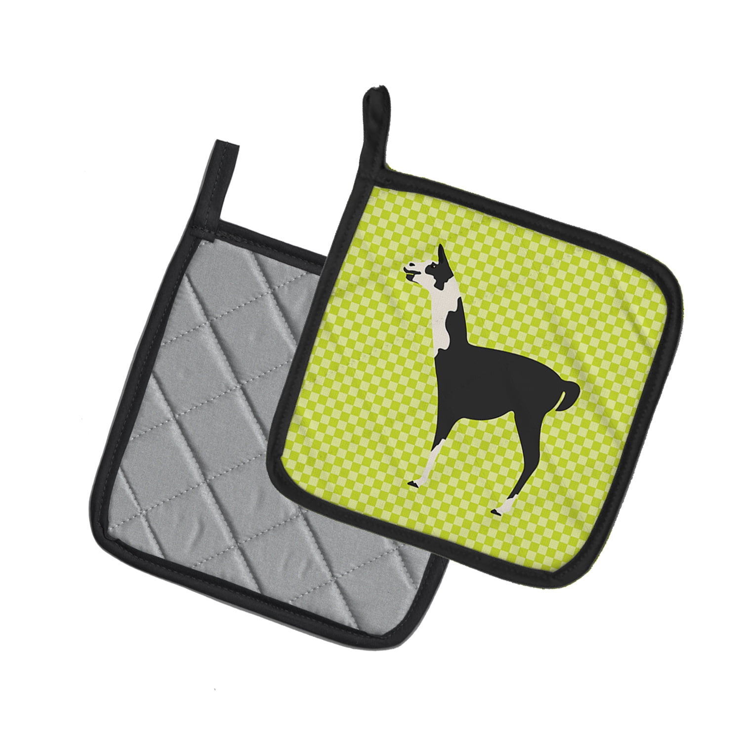 Caroline's Treasures Llama Q' Ara Green Pair of Pot Holders