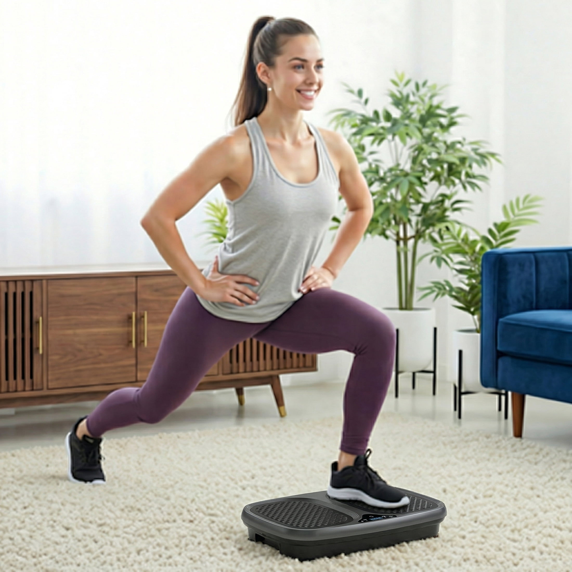 SHOUFTW Vibration Plate, Vibrating Platform Exercise Machines, Whole Body Fitness Machine for Weight Loss, Toning & Wellness for Home Gym, Black