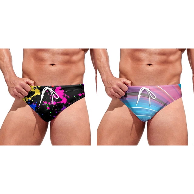 (2-Pack) Rinsvye Mens Leisure Hawaii Swimsuits Men Soft and Comfortable Swimming Mens Swim Trunk Hot Springs with Triangle Short Swim Trunks Men Swimsuit Trunks