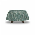 thumbnail image 4 of Floral Ottoman Cover, Marrakech Paisley, 2 Piece Slipcover Set with Ruffle Skirt for Square Round Cube Footstool Decorative Home Accent, Standard Size, Teal and Beige, by Ambesonne, 4 of 5