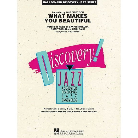Hal Leonard What Makes You Beautiful Jazz Band Level 1.5 by One Direction Arranged by John Berry