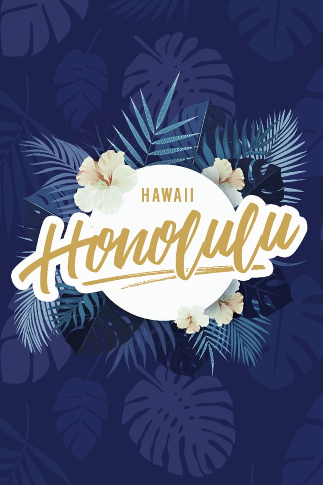 Honolulu, Hawaii, Tropical Palm Fronds Wreath (36x54 Giclee Gallery Art