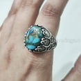 thumbnail image 6 of Blue Copper Turquoise Mans Ring, Natural Copper Turquoise Ring, Silver Jewelry, 925 Silver Ring, Birthday Gift, Heavy Mens Ring, Arabic Design, Ottoman Style Ring, Christmas, Turkey Mens Signet Ring, 6 of 8