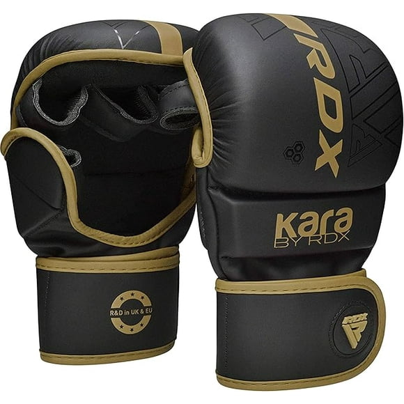 RDX MMA Boxing Grappling Gloves Muay Thai Sparring Kickboxing KARA Matte GLDN, S/M
