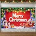 thumbnail image 5 of Red Background Christmas Banner Star Pattern Xmas Banner Snowman Design Santa Claus Print Holiday Banner for Christmas Party Home Decoration Indoor Celebration, 5 of 9