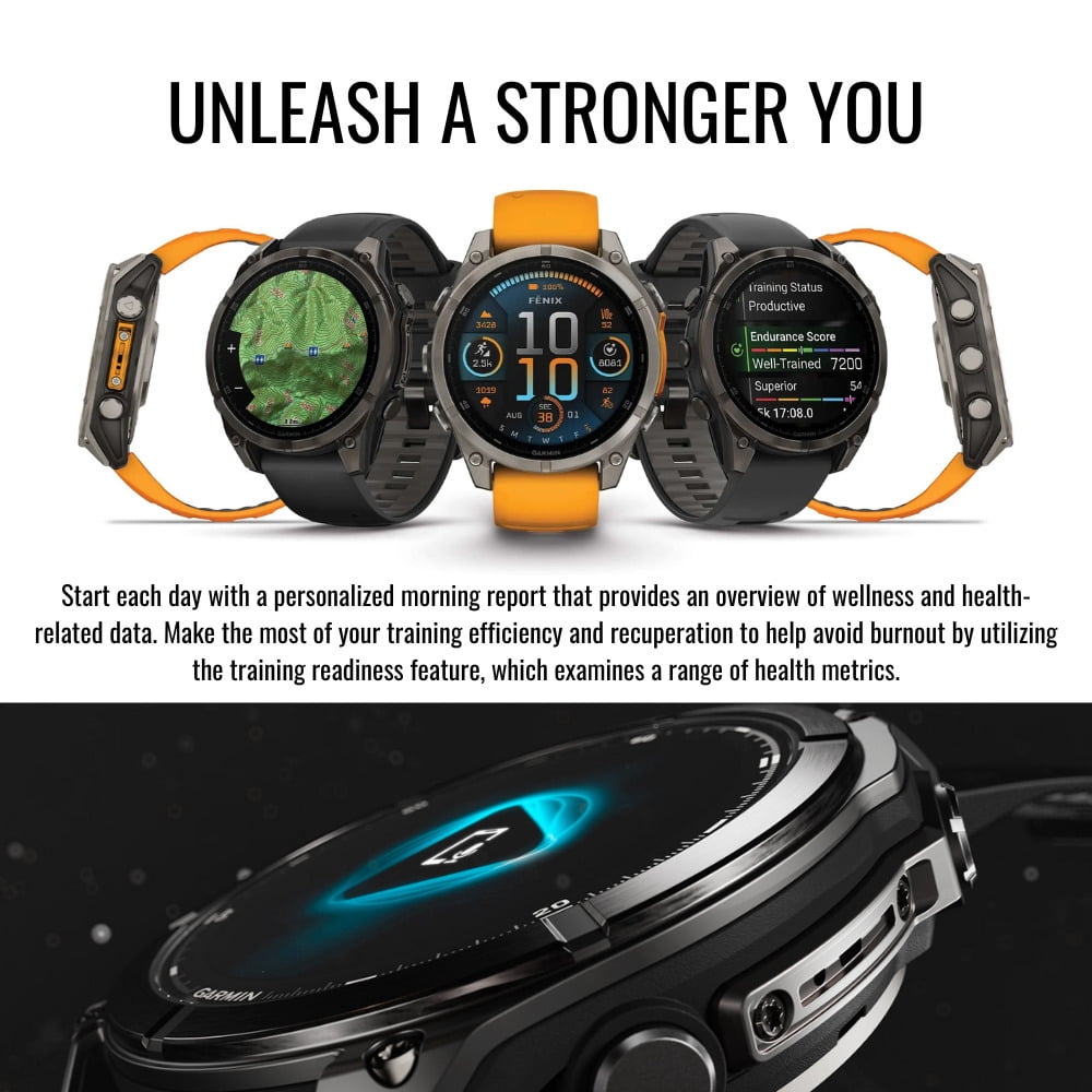 Garmin Fenix 8 AMOLED Sapphire 47mm GPS Smartwatch (Black and Pebble Gray) Bundle with Waterproof Hard Case and Charger Stand (3 Items)