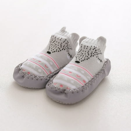 

TOWED22 Baby Walking Shoes Non-Slip Shoes First Socks Boys Girls Walking The Shoes Cartoon Kids Baby Floor Baby Shoes Grey