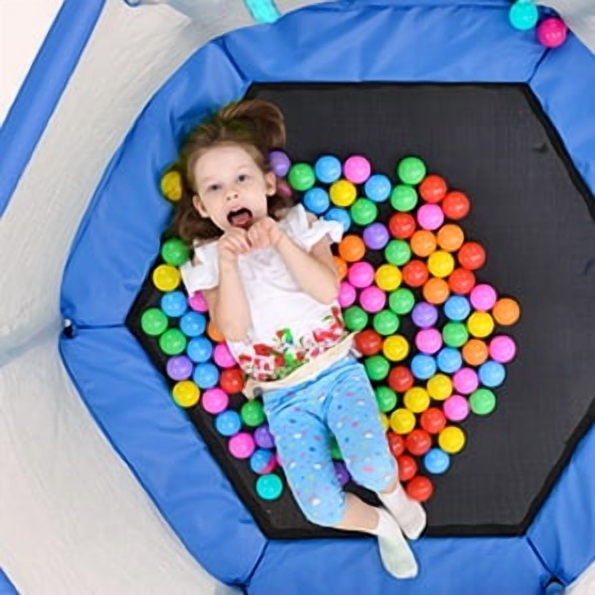 Trampoline for Kids with Ocean Balls, Segmart Toddler Trampoline for Boys & Girls, Kids Indoor Trampoline with Safety Enclosure, Small Recreational Trampolines with No-Gap Safe Design for Gifts