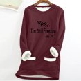 thumbnail image 2 of miqiqism Yes I'm Still Freezing Me 24:7 Letter Printed Sweatshirts for Women Comfy Fleece Lined Sweater Pullover Long Sleeve Crew Neck Winter Warm Tops with Pocket,Brown,Large, 2 of 4