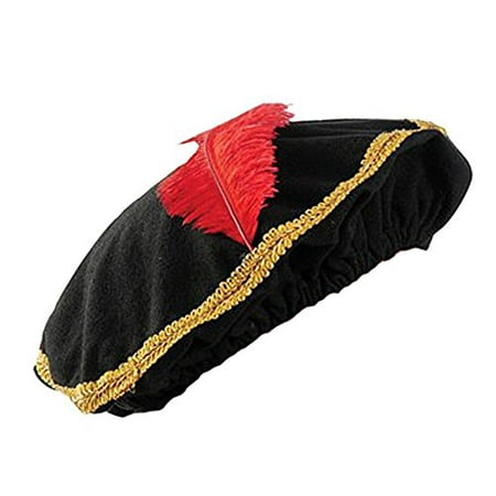 Red Feather Renaissance Hat with Gold Trim (One)