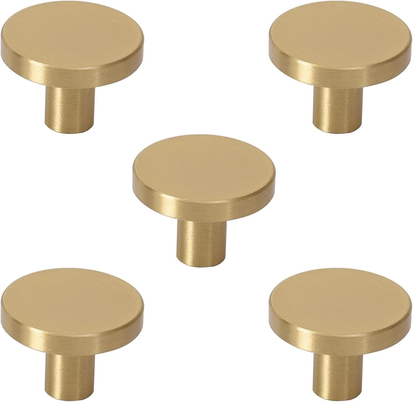Round Brass Drawer Knobs, 1.2 Inch, Gold Knobsfor Kitchen