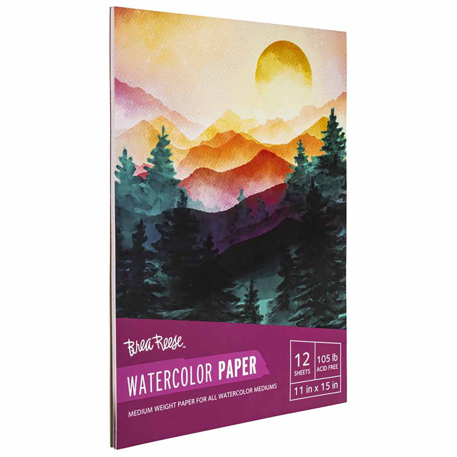 Brea Reese: Watercolor Paper Pad 50 Sheets - 11x15" - 105lb, Acid-Free, Durable & Glue-Bound, Perfect for Watercolor Painting, Adult Art Supplies