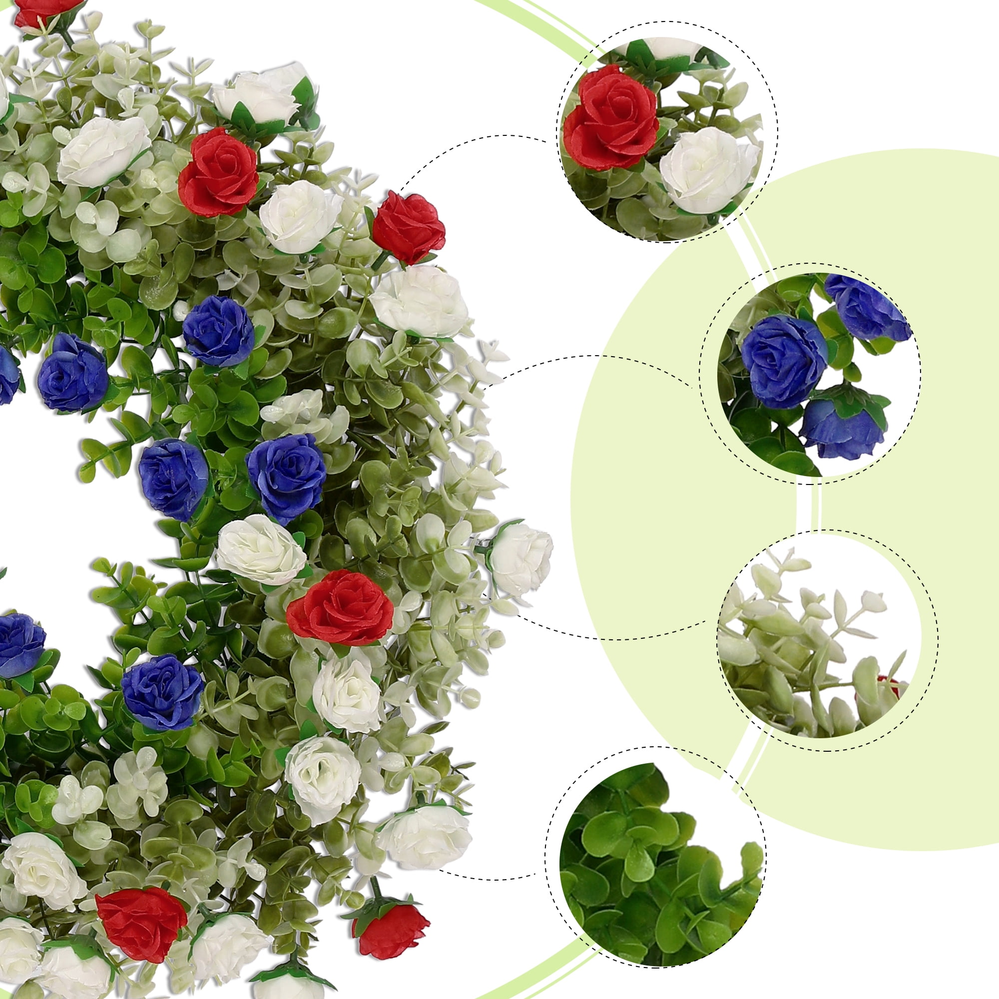 Unique Bargains Colorful Hydrangea Flower Wreaths for Front Door Home Decor Multicolor