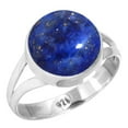 thumbnail image 1 of 925 Silver Ring For Women - Men Blue Natural Lapis Lazuli Stone Silver Ring Size 9 September Birthstone Boho Silver Ring Size 9 Gift For Girl Friend On Halloween 925 Gemstone Silver Jewelry, 1 of 6