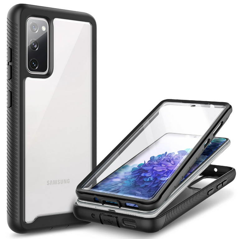 For Samsung Galaxy S20 FE 5G Case, with Built-in Screen Protector, Nagebee  Full-Body Protective Rugged Bumper Cover, Shockproof Durable Case (Black)