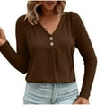 thumbnail image 2 of Women's Long Sleeve Blouse Tops Button Up Deep V Neck Lightweight Shirts Comfortable Solid Color Tops Casual Oversized Shirts Basic Daily Office Wear Everyday Outfit, 2 of 6