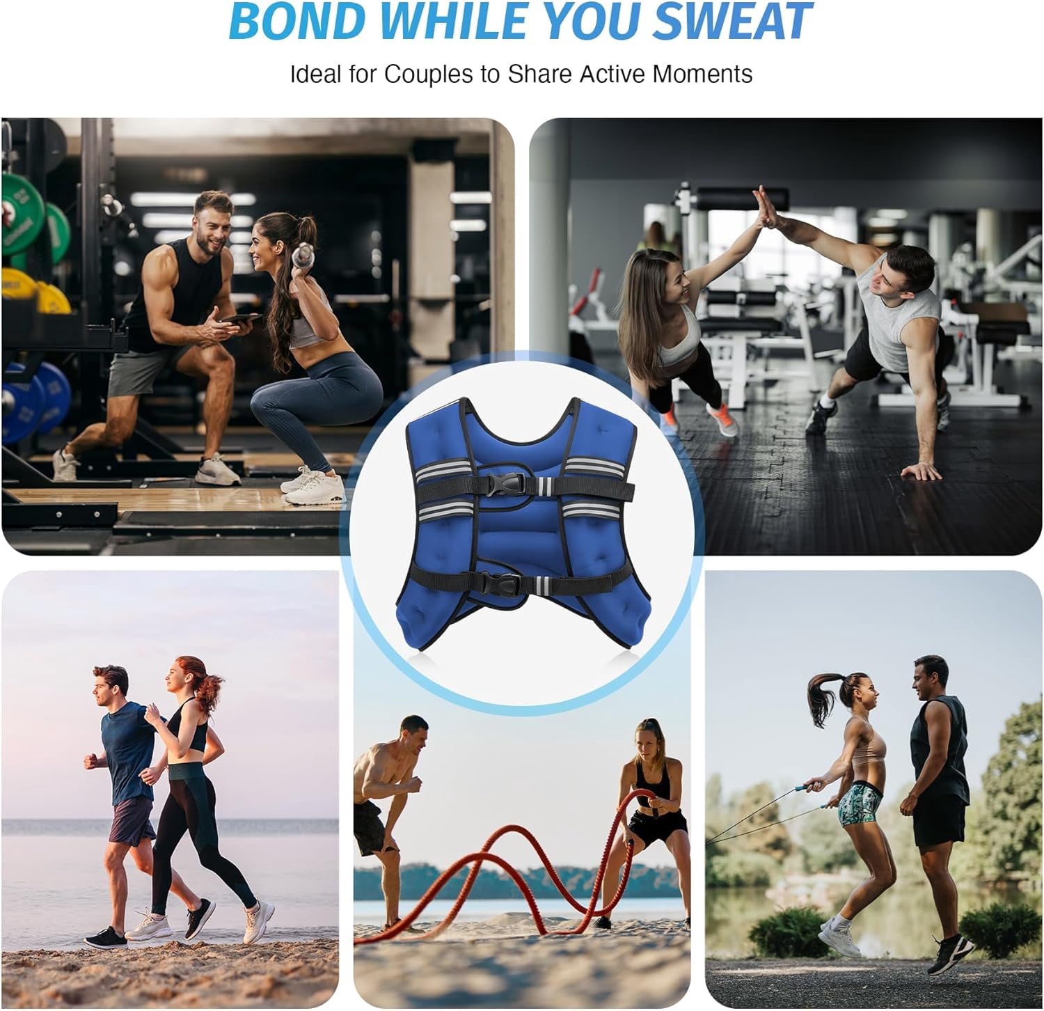 Weighted Vest, 6lb/8lb/12lb/16lb/20lb/25lb/30lb Weight Vest with Reflective Stripe for Workout, Strength Training, Running, Fitness, Muscle Building, Weight Loss, Weightlifting