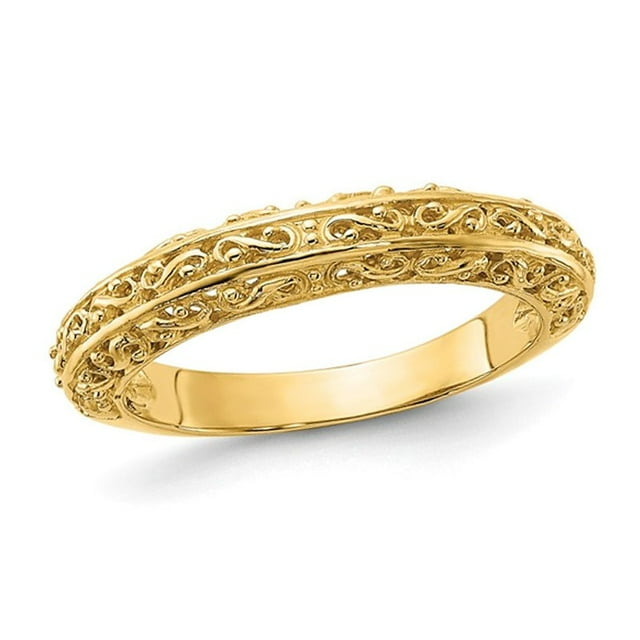 Bague Alliance en Or Jaune 14K à Filigrane 3 mm (Taille 6)