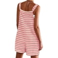 thumbnail image 5 of Women Summer Casual Sleeveless Romper Loose Striped Tied Shorts Overalls Jumpsuit with Pockets, 5 of 6