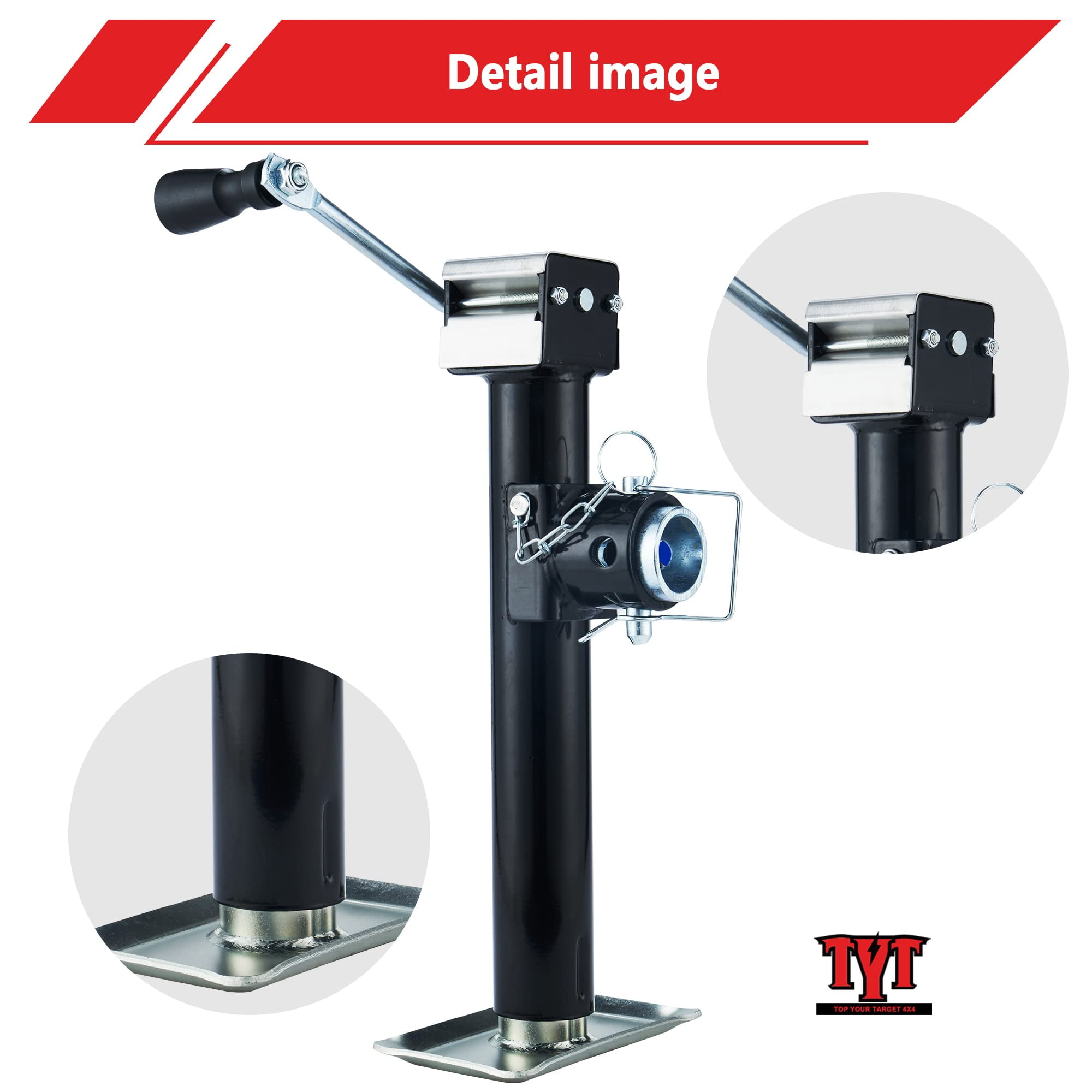 TYT 5000 lbs Weld On Pipe Mount Swivel Trailer Jack, 10" Vertical Travel Trailer Tongue Jack for Boat Trailer, Pop-up Camper, Small Travel Trailer