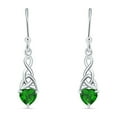 thumbnail image 3 of Blue Apple Jewelry Co. Heart Triquetra Earrings Simulated Green Emerald 925 Sterling Silver, 3 of 5