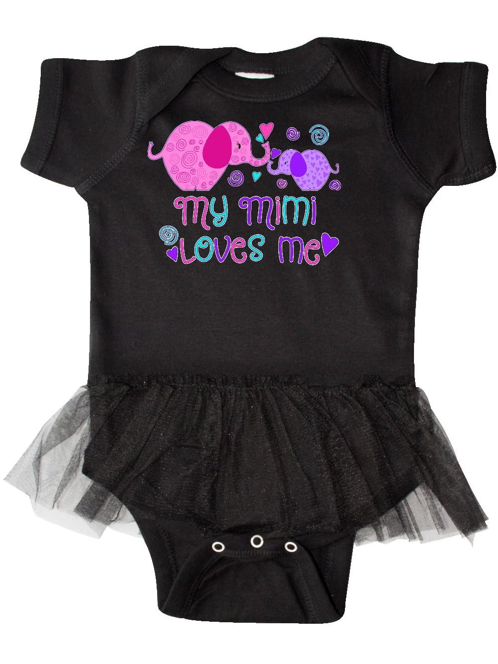 inktastic My Mimi Loves Mimi with Flowers and Hearts Infant Tutu Bodysuit