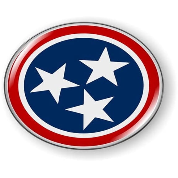 BestLicensePlateFrames Tennessee State Flag 3D Domed CAR Emblem Badge Sticker Flexible Round