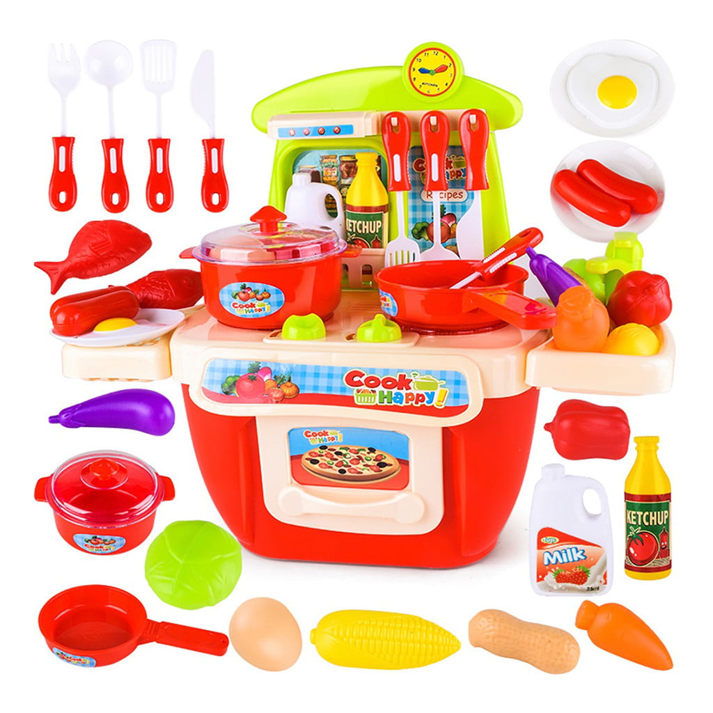 Excellent 26PCS Kids Kitchen Toys Set Children Cooking Toy Kitchen