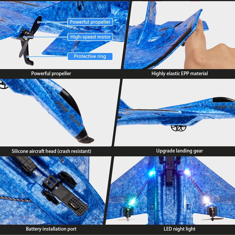 Lictin Remote Control Airplane, 2.4GHz LED Night Flying Glider photo 5