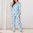 thumbnail image 2 of KLL Syringe And Red Cross Print Women's Long Sleeve Pajamas with Pants Sleepwear Loungewear 2 Set-Medium, 2 of 7