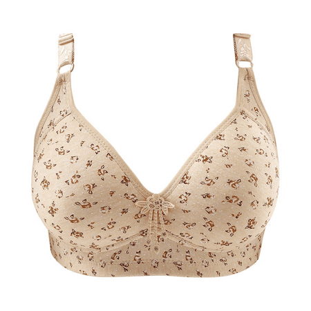 Fulorrnie Bras for Women Plus Size No Underwire Comfort Stylish Decorative Details Stretchable Balconette Supportive Bra Beige 38