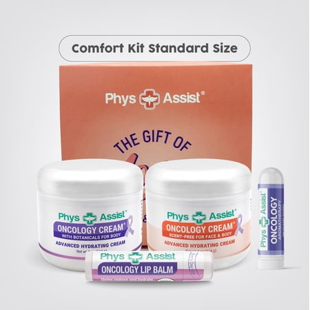 PhysAssist - Comfort kit for Chemo & Radio Patient The Gift of Love, Faith & Support. Standard Size 2-4 oz face and body cream plus lip balm & aromatheraphy inhaler. (STANDARD SIZE 4 OZ)