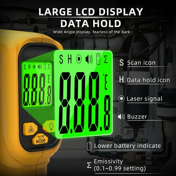 Thermometer,Meter Lcd Screen Kitchen 12 1 Thermometer Handheld Adjustable Emissivity 1 Kitchen Temperature Meter With Lcd Emissivity Pyrometer Infrared Thermometer 1 Temperature Thermometer 12