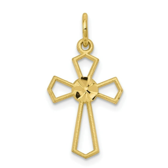 FB Jewels 10K Yellow Gold Yellow & Rhodium Cross Charm