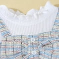 thumbnail image 7 of Odeerbi Toddler Girls Fall Winter Outfits Plaid Rib Knit Skirt Set College Style Solid Color V-neck Top Pleated Skirt Set Toddler Clothes Light Blue, 7 of 7
