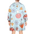 thumbnail image 2 of Red Mushroom Flower Light Pattern Wearable Oversized Blanket,Wearable Blanket Hoodie for Adults,Cozy Hooded Blankets with Super Pockets,Super Warm Fuzzy Pullover for Women & Men, 2 of 6