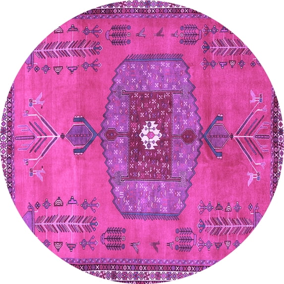 Ahgly Company Indoor Round Persian Purple Traditional Area Rugs, 4' Round