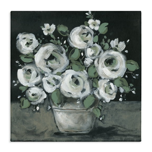 Stupell Industries Muted White Rose Bouquet Plants & Flowers Painting Wrapped Canvas Art Print Wall Art, 17 x 17