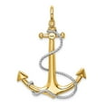 thumbnail image 4 of FB Jewels 14k White and Yellow Two Tone Gold 3D Large Anchor with white Rope and Flat Tips shackle Bail Pendant, 4 of 5