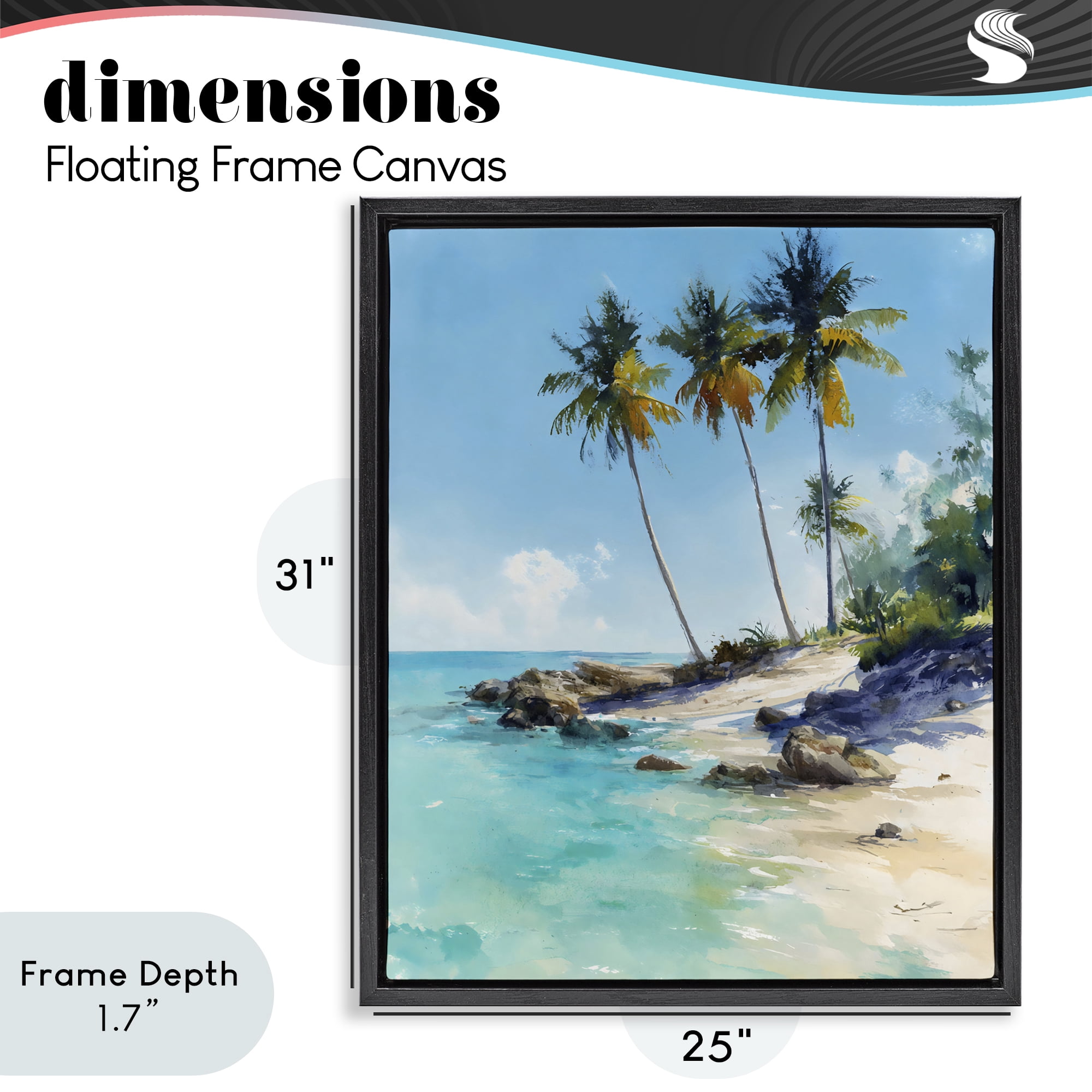 Stupell Industries Rocky Tropical Shore Black Framed Floater Canvas Wall Art, design by Franklyn Gregory