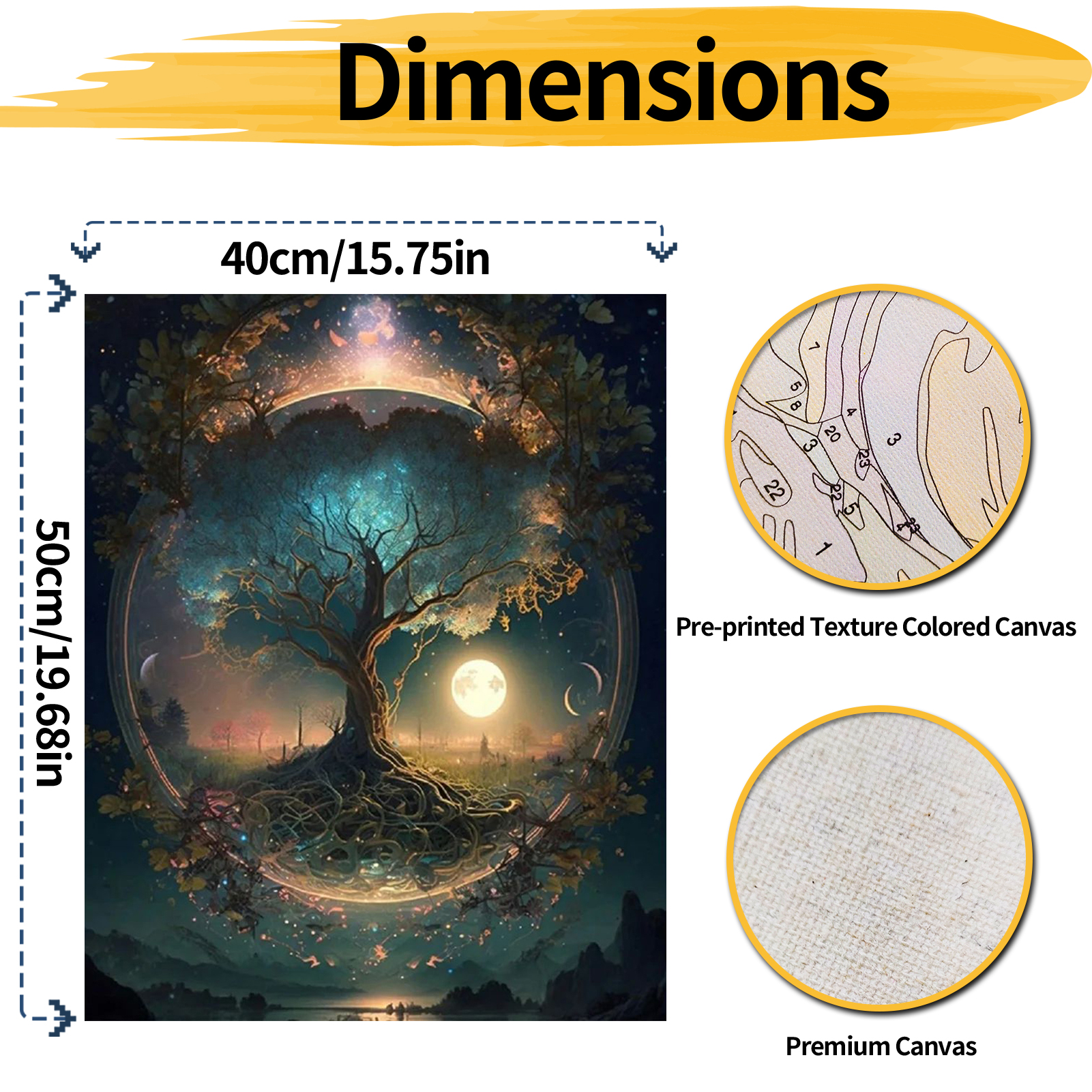 JYLMOOD Paint by Numbers Kit, Tree Moon, 16x20 Inch photo 4