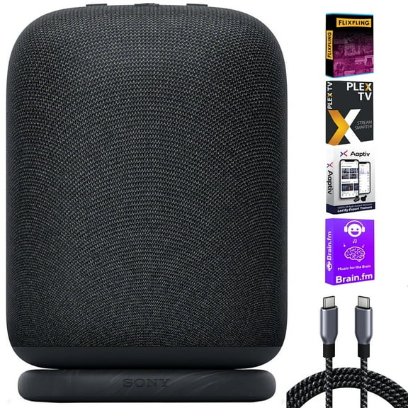 Sony SRSLS1/B LinkBuds Portable Wireless Speaker | Black Bundle with Tech Smart USA Audio Entertainment Essentials Bundle   Deco Essentials 6 Foot Braided USB-C to USB-C Cable